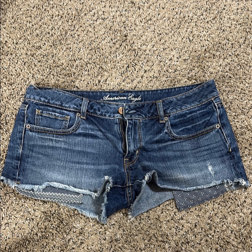 American Eagle Outfitters Blue Jean Shorts Distressed Hem